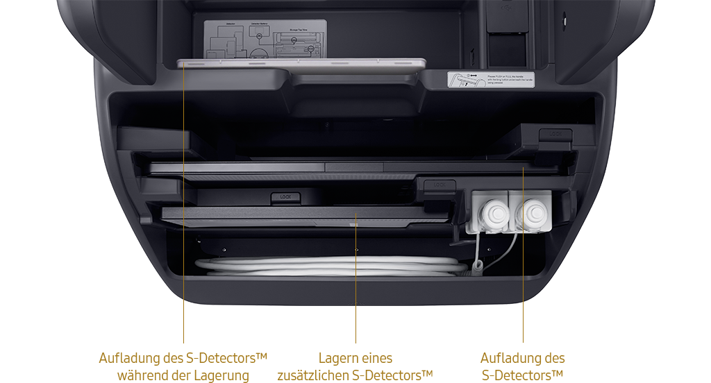 Drei Detektoren können im digitalen Röntgensystem GM85 von Samsung untergebracht und geladen werden. 