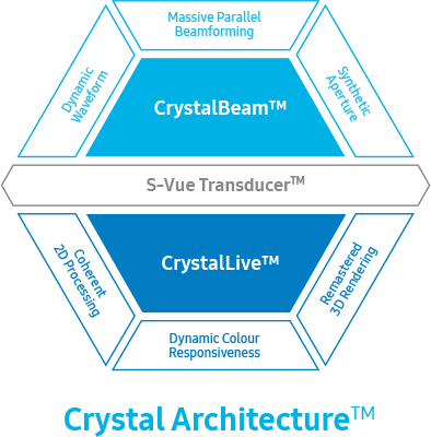 Massive Parallel Beamforming, Dynamic Waveform, Synthetic Aperture, Remastered 3D Rendering, Dynamic Colour Responsiveness, Coherent 2D Processing