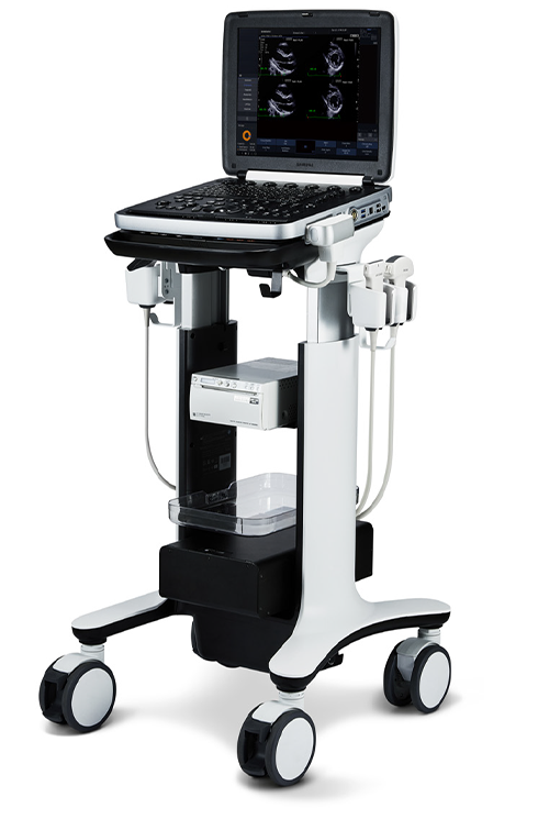 HM70 EVO cardiac ultrasound with ultrasound probe