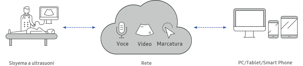 Ultrasound System, Network(Voice,Video,Marking), PC/Tablet/Smart Phone