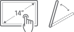 Adjust touch screen to user's viewing preferences : 14 inch tilting touch screen